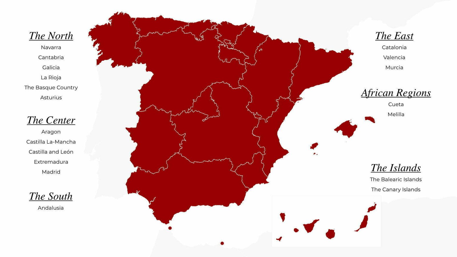 Regional map of Spain infographic