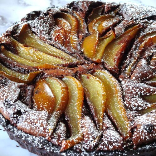 Chocolate and pear tart infused in Sweet Spanish Sherry