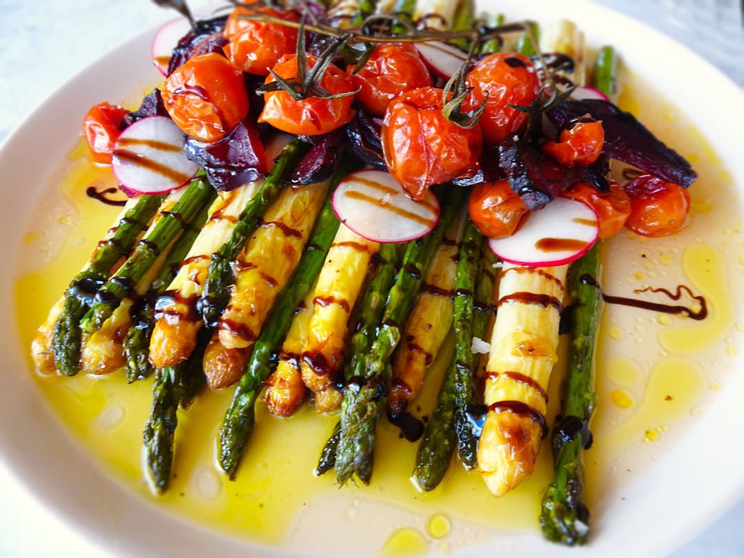 Roast veggie platter with some olive oil