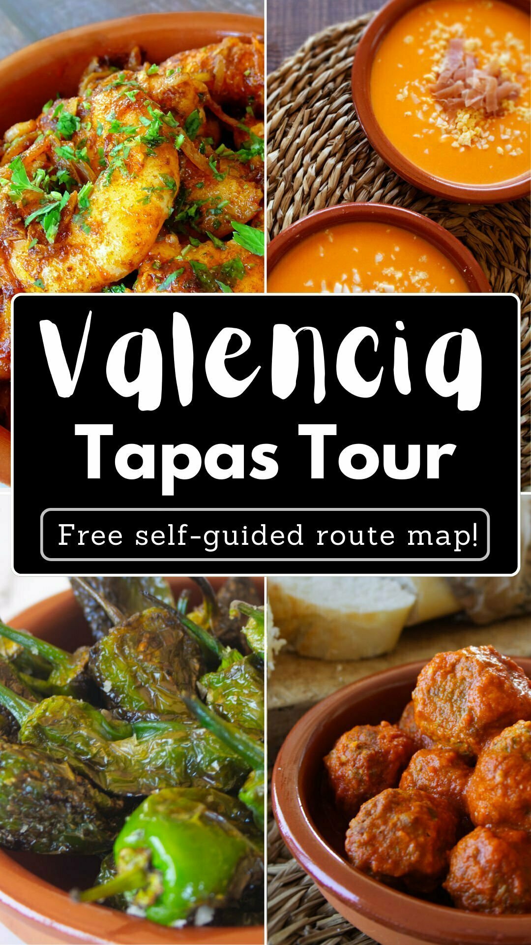 various tapas dishes of valencia are highlighted in an infogrpahic noting a free tapas tour