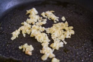 fried garlic in a pan