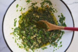 garlic and parsley sauce in a small bowl