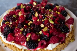 a large mixed berry cheesecake