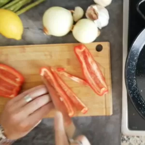 sliced pepper on a chopping board
