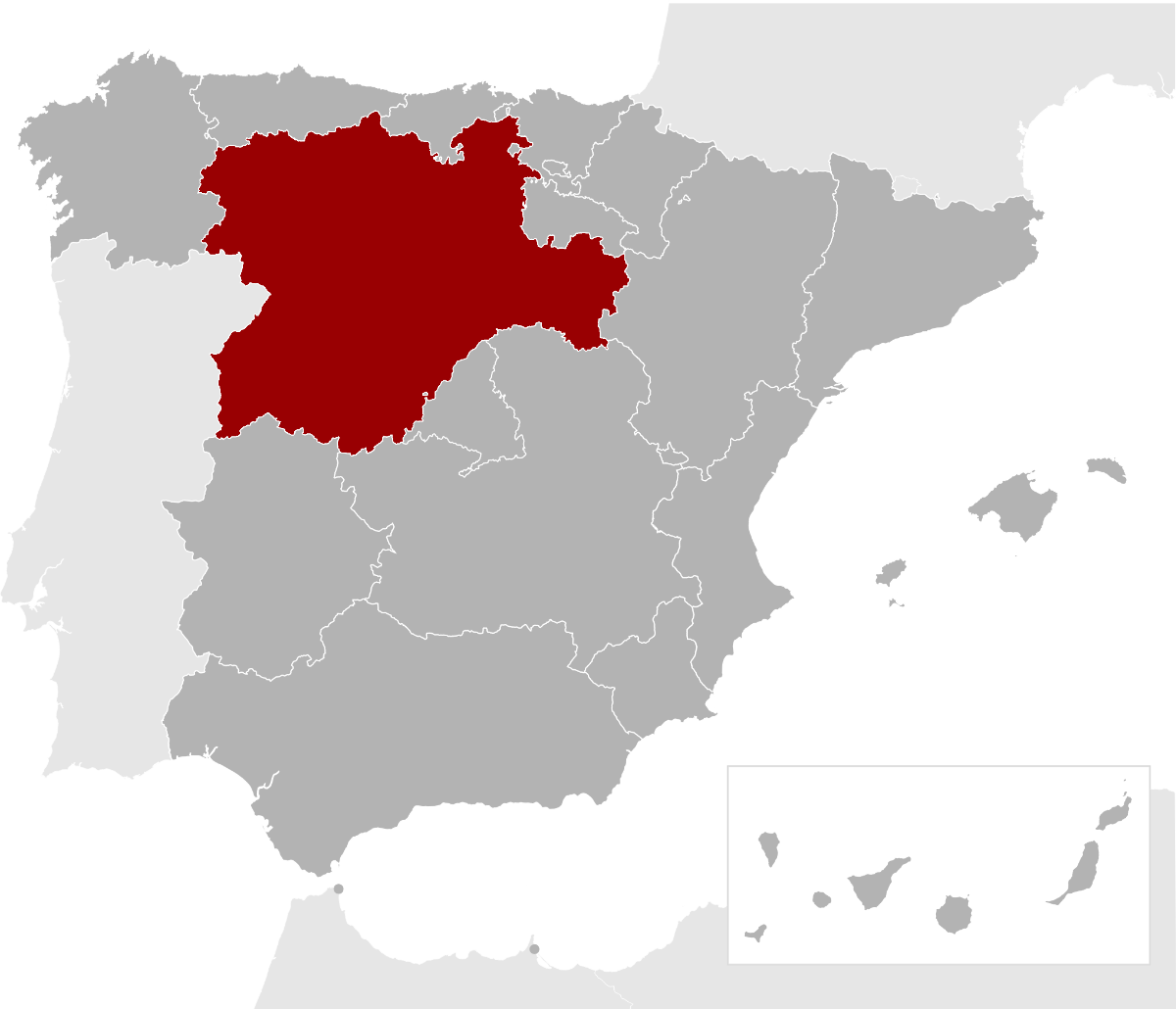 A map of Spain with the Castilla Y Leon region highlighted in red.