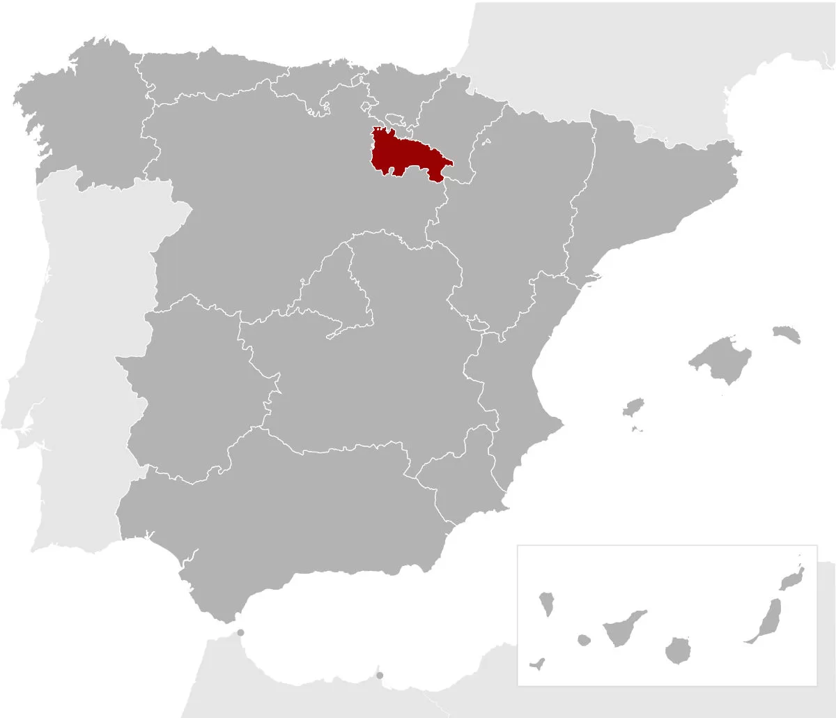 regional map of Spain with the La Rioja region highlighted in red
