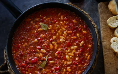 Spanish-Style White Bean Stew (Vegan, healthy, high protein, high fiber)