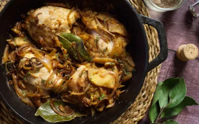 One-Pan Chicken Thighs in Cava with Caramelized Apples